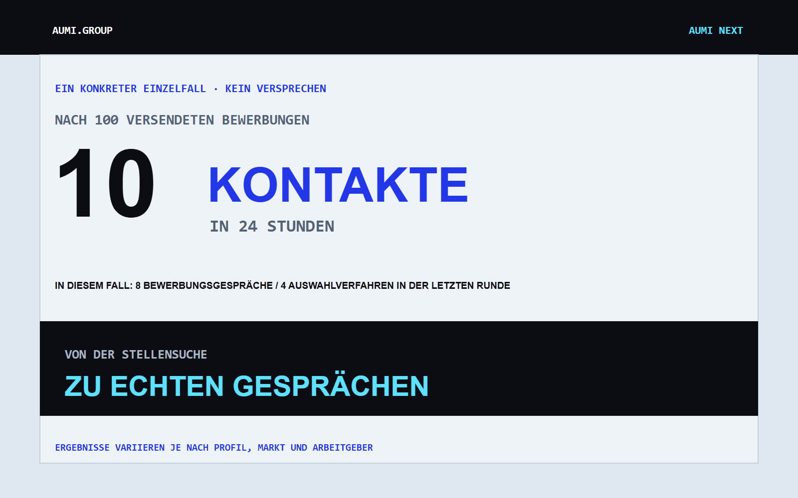 AUMI NEXT: passende Stellen finden und Bewerbungen nach deiner Freigabe per E-Mail senden